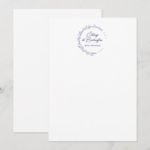 Carte De Correspondance Lavande fleurie Coeurs couronne