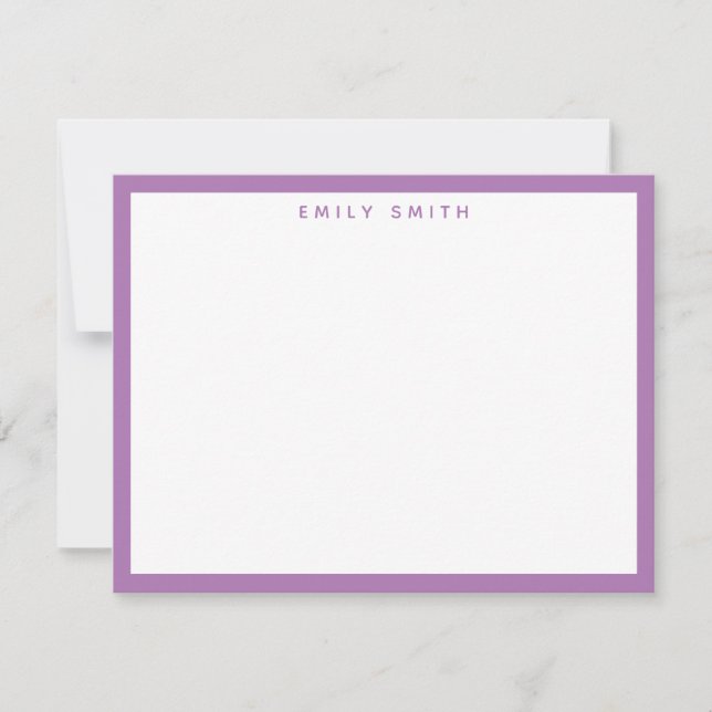 Carte De Correspondance Lavender Purple Simple Modern Note Card (Devant)