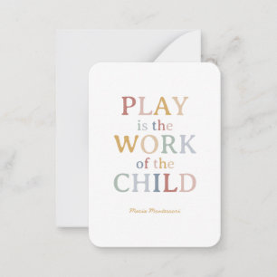 Carte De Correspondance Le jeu est l'oeuvre de l'enfant Maria Montessori