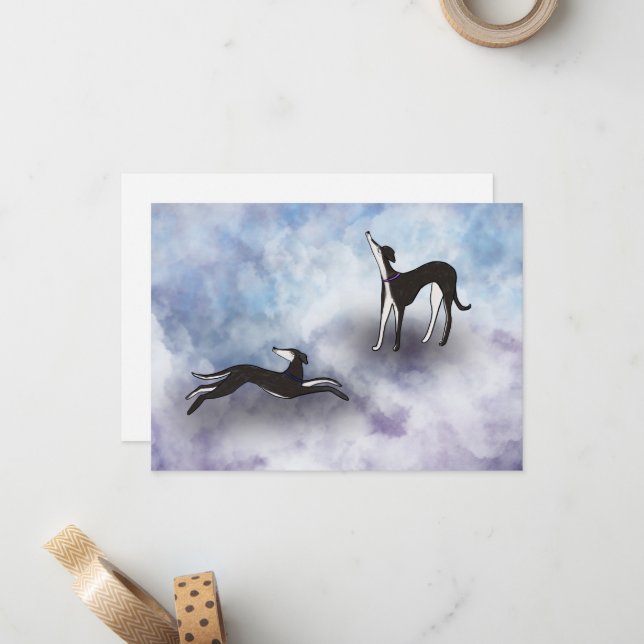 Carte De Correspondance Le paradis de Saluki Greyhound (Devant/Arrière en situation)
