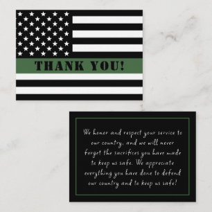 Carte De Correspondance Légère Ligne verte Drapeau Appréciation militaire