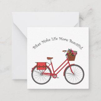 Carte De Correspondance Les vélos rendent la vie plus belle - Red Bike