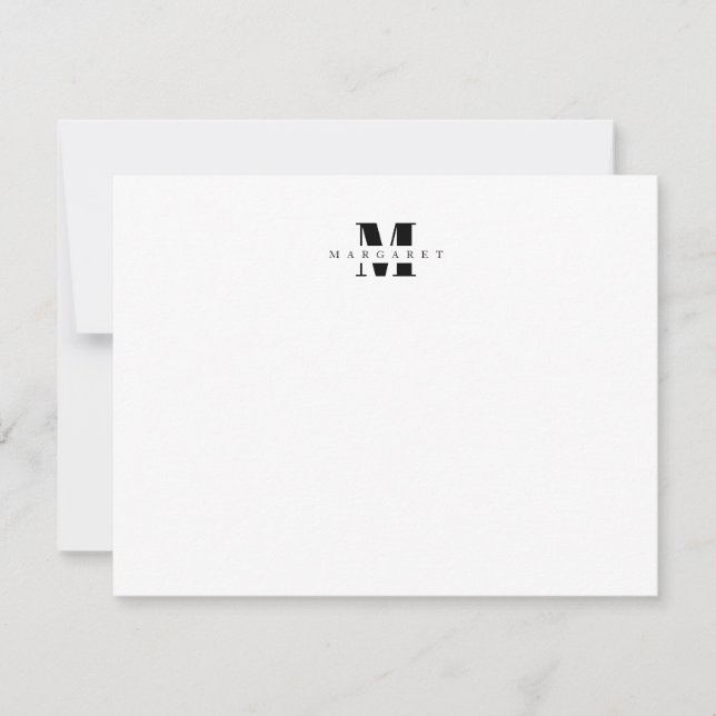 Carte De Correspondance LETTRE GRECQUE NOIR SIMPLE MONogramme (Devant)