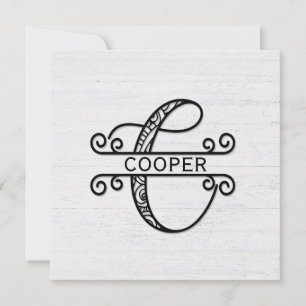 Carte De Correspondance Lettre monogramme C avec nom de famille