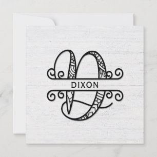 Carte De Correspondance Lettre monogramme D avec nom de famille