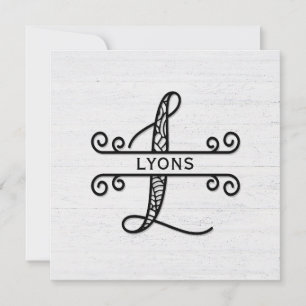 Carte De Correspondance Lettre monogramme L avec nom de famille