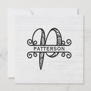 Carte De Correspondance Lettre monogramme P avec nom de famille