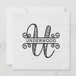 Carte De Correspondance Lettre monogramme U avec nom de famille
