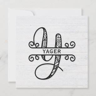 Carte De Correspondance Lettre monogramme Y avec nom de famille
