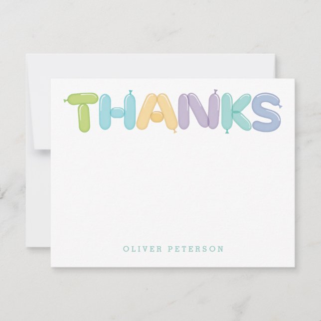 Carte De Correspondance Lettres de ballon Notes de remerciement (Devant)