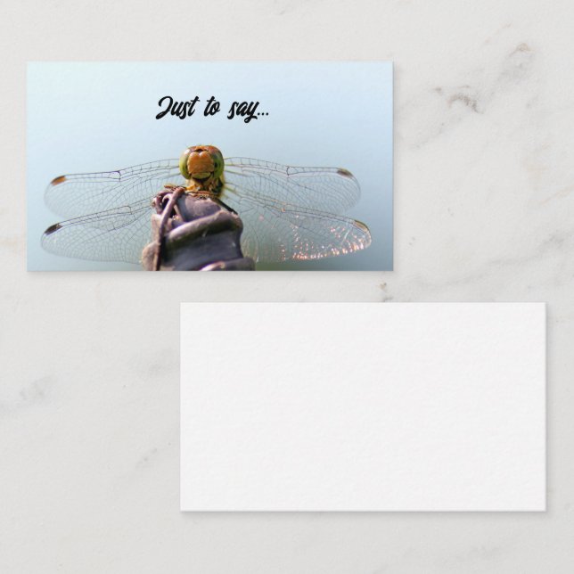 Carte De Correspondance libellule souriante juste pour dire (Devant / Derrière)