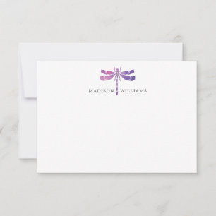 Carte De Correspondance Libellule violette à l'aquarelle personnalisée