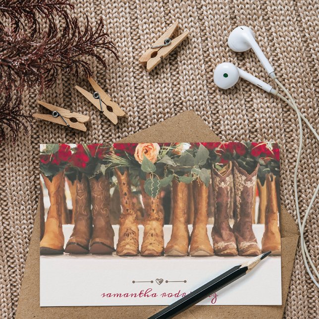 Carte De Correspondance Ligne de bottes avec fleurs (Créateur téléchargé)