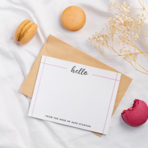 Carte De Correspondance Lignes roses Bonjour de la part de