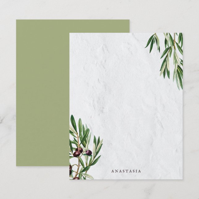 Carte De Correspondance L'île méditerranéenne grecque Feuille d'olive (Devant / Derrière)