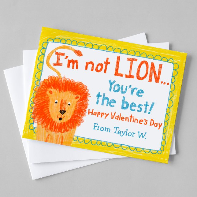 Carte De Correspondance Lion Classroom Valentine Card (Créateur téléchargé)