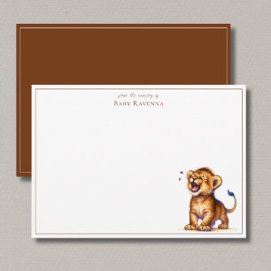 Carte De Correspondance Lion rugissant mignon safari sauvage nurserie Merc