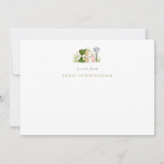 Carte De Correspondance Livres de Fleurs à l'Aquarelle & Rubans Personnali
