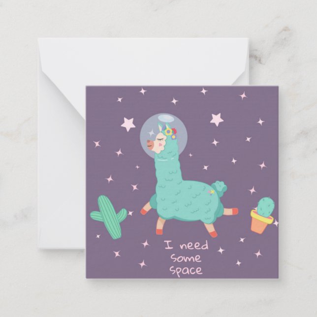 Carte De Correspondance Llama de l'espace (Devant)
