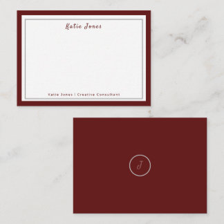 Carte De Correspondance Logo à monogramme élégant de signature argent bord