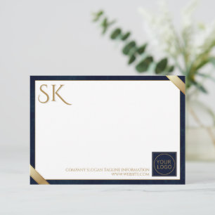 Carte De Correspondance Logo d'affaires Cuir de luxe Marine