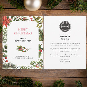 Carte De Correspondance Logo d'affaires Joyeux Noël Botanique Salutations
