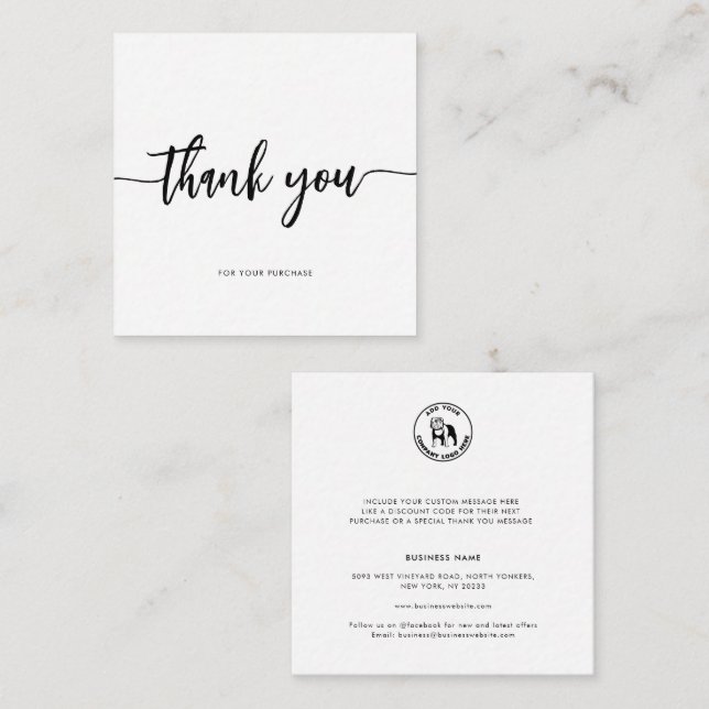Carte De Correspondance Logo d'entreprise moderne Merci d'entreprise (Devant / Derrière)
