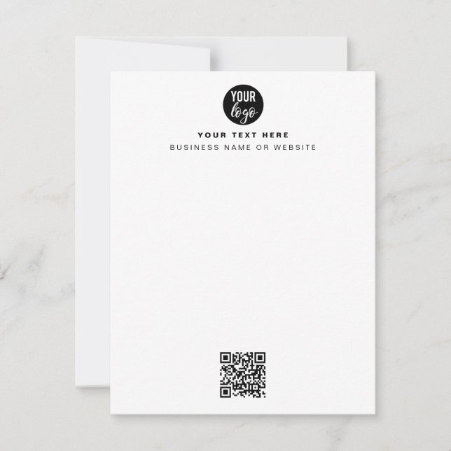 Carte De Correspondance Logo d'entreprise QR Code Moderne Minimaliste Blan (Devant)