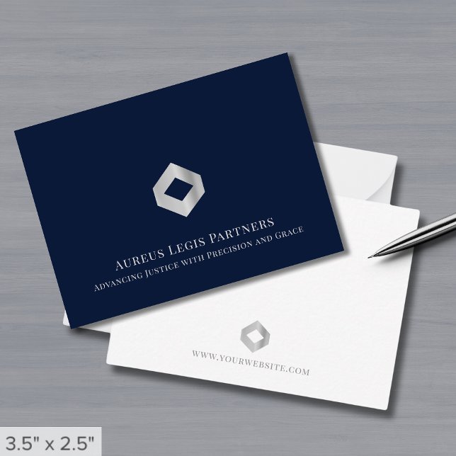 Carte De Correspondance Logo en argent de luxe élégant (Créateur téléchargé)