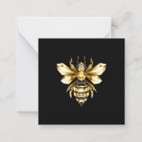 Logo Faux Gold Foil Bee Polygonal sur Noir