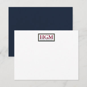 Carte De Correspondance Logo professionnel Marine Bourgogne Monogramme Or