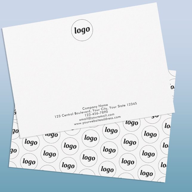 Carte De Correspondance Logo Professionnel simple (Logo custom text promotional business notecard)