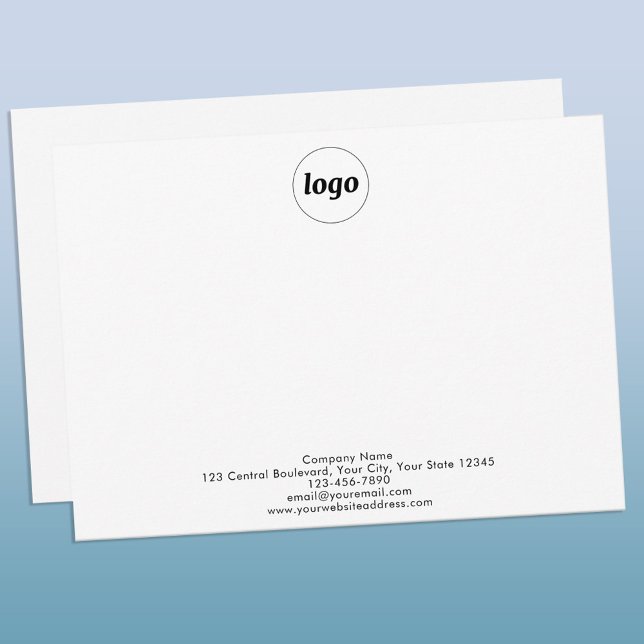 Carte De Correspondance Logo Professionnel simple (Logo custom text promotional business notecard)
