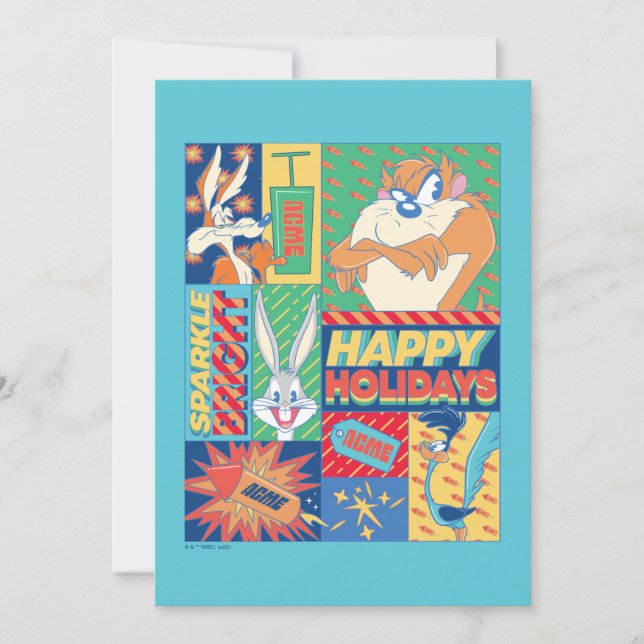 Carte De Correspondance LOONEY TUNES™ | Étincelantes Fêtes Joyeuses (Devant)