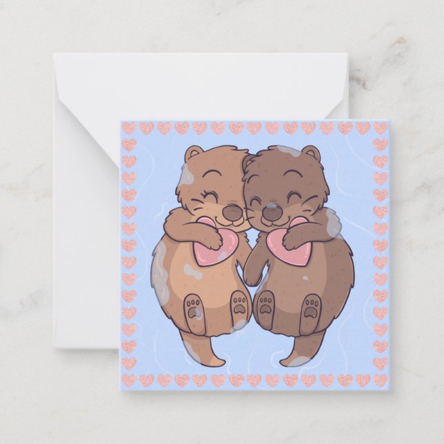 Carte De Correspondance Loutres Mignonnes (Devant)