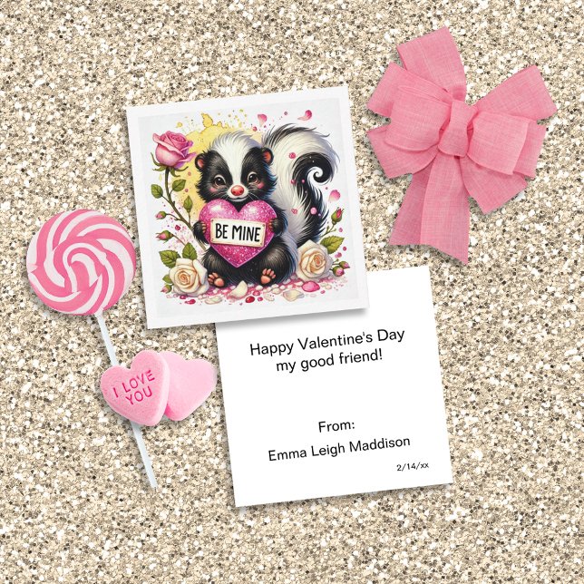 Carte De Correspondance Lovable Be Mine Skunk Classroom Valentine (Créateur téléchargé)