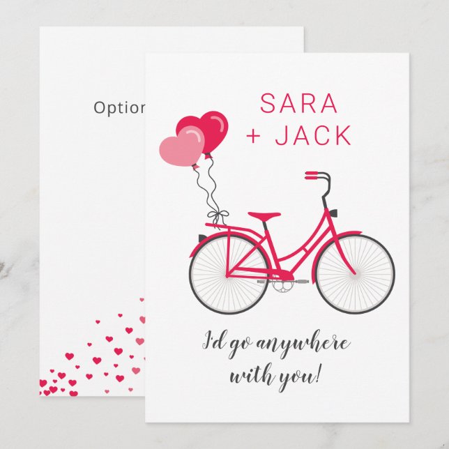 Carte De Correspondance Love Hearts Bicycle Valentine Personnalisé Personn (Devant / Derrière)