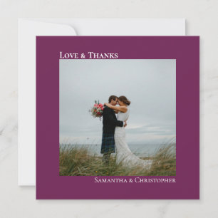 Carte De Correspondance Love Merci Cassis Purple Mariage Photo Merci