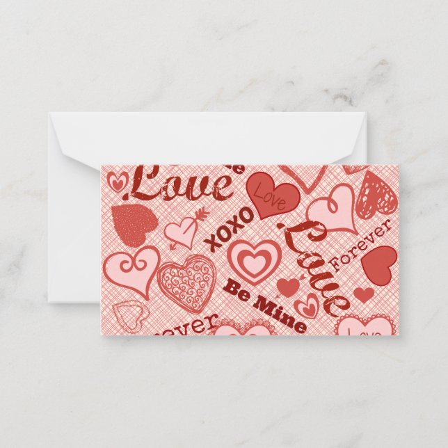 Carte De Correspondance Love XOXO Be Mine Forever Hearts Saint Valentin (Devant)