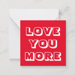 Carte De Correspondance Love You Plus rouge moderne audacieuse typographie