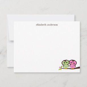 Carte De Correspondance Lovely Owl Couple Custom Thank You Notes
