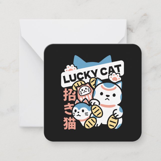 Carte De Correspondance Lucky Cat Art – Maneki Neko with Gold Coin (Devant)
