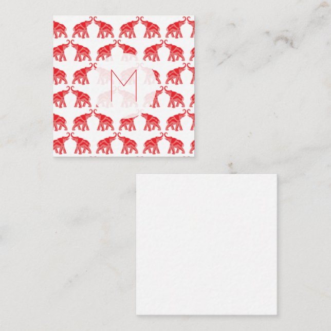 Carte De Correspondance Lucky Red Elephant (Devant / Derrière)