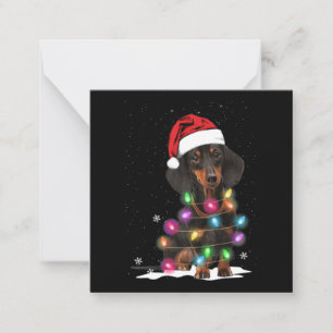 Carte De Correspondance Lumières De Noël Dachshund Avec Neige