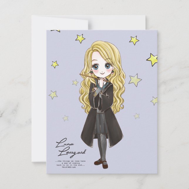 Carte De Correspondance Luna Lovegood aquarelle magique (Devant)