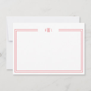 Carte De Correspondance Luxe Pièce de papeterie personnelle initiale Coral