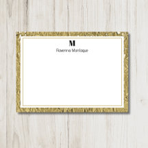 Luxury Gold Texture Border Black Monogram Script
