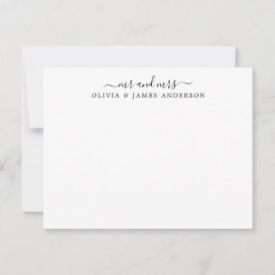 Carte De Correspondance M. et Mme Stylish Script Calligraphy Newlyweds