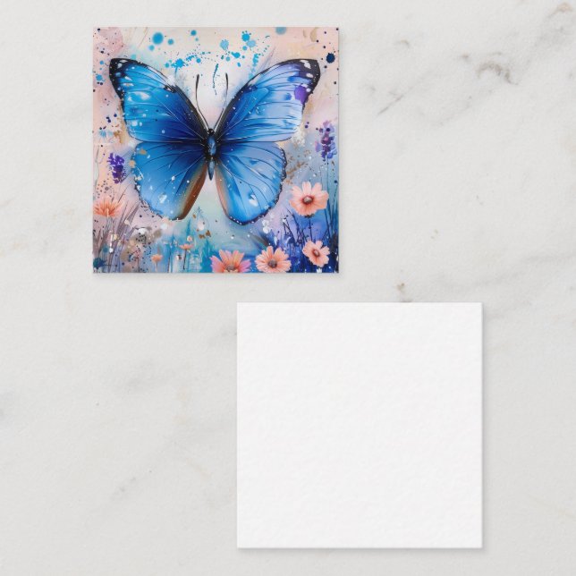 Carte De Correspondance Majestic Blue Butterfly Art (Devant / Derrière)