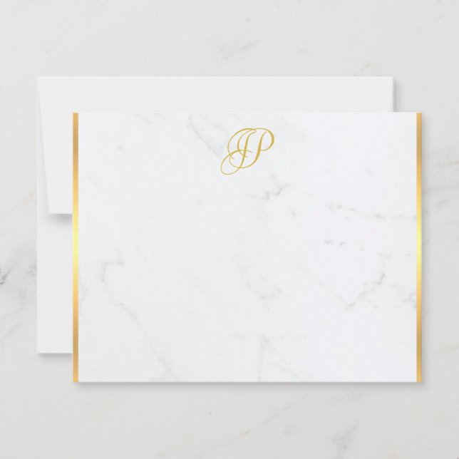 Carte De Correspondance Marbre d'or monogramme manuscrit moderne (Devant)